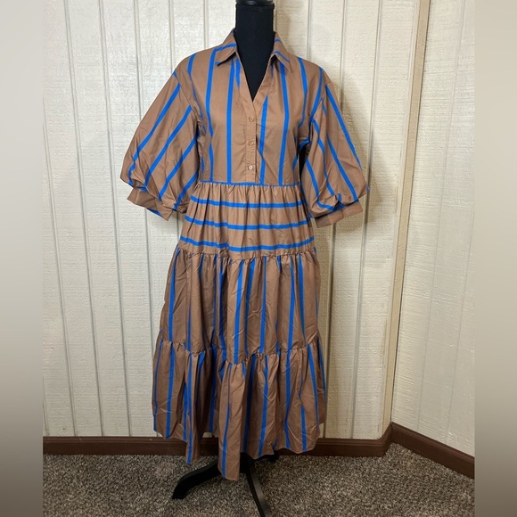 English Factory Striped Collared Midi Dress, size XS. - Picture 2 of 8